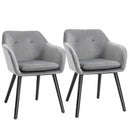 HOMCOM Modern Upholstered Fabric Bucket Seat Dining Armchairs Set of 2 Grey