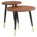 HOMCOM 2 Pieces Round Nesting Coffee Tables with Steel Frame Walnut brown