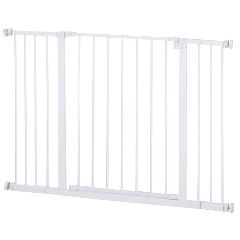 PawHut Pressure Fitted Pet Dog Safety Gate Metal Fence 76 cm Tall, White