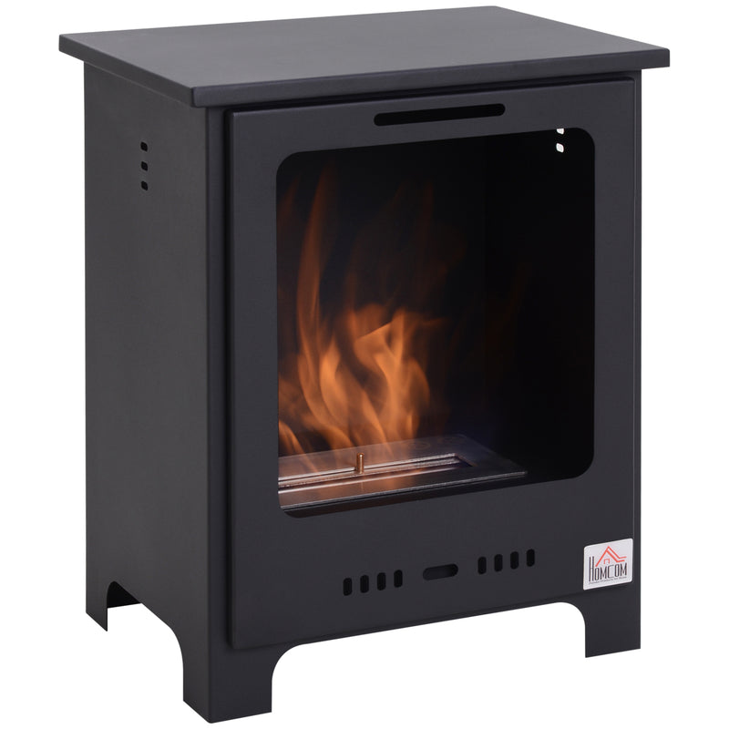 HOMCOM Free Standing Bio Ethanol Fireplace Heater with 0.9L Tank for Home Black