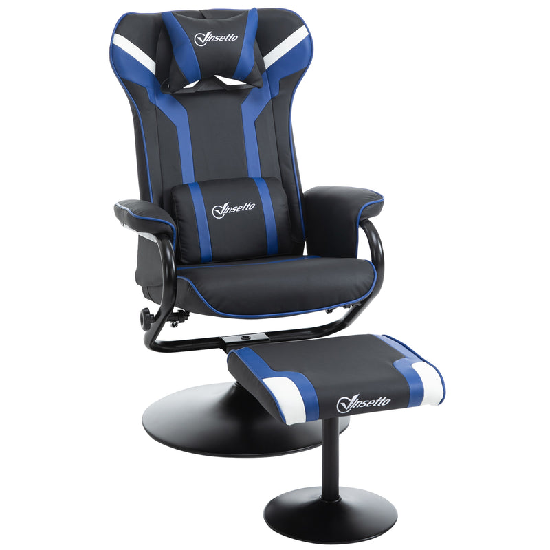 Vinsetto Video Game Chair and Footrest Set with Lumbar Support Headrest Grey