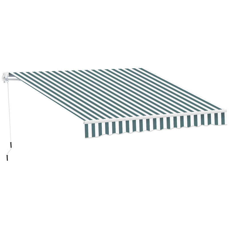 Outsunny Garden Sun Shade Canopy Retractable Awning, 2.5 x 2m, Green and White
