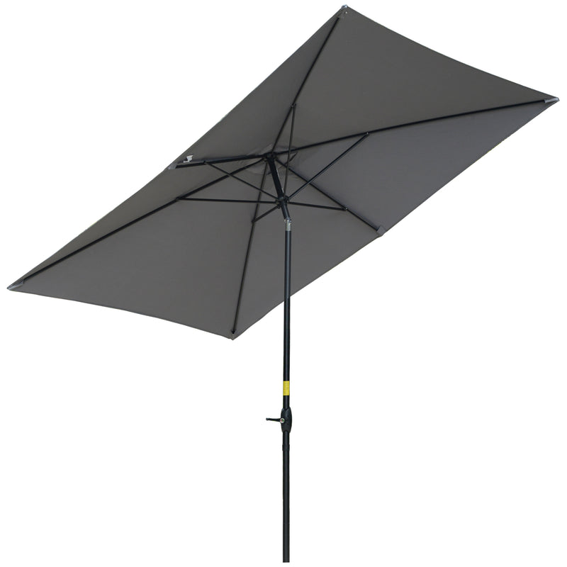 Outsunny 2 x 3(m) Garden Parasol Rectangular Market Umbrella w/ Crank Dark Grey
