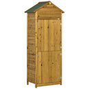 Outsunny Wood Garden Storage Shed Tool Cabinet w/ Roof, 191.5x79x49cm, Natural