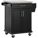 HOMCOM Rolling Kitchen Cart Storage Trolley with Drawer Towel Rail Steel Black