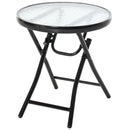 Outsunny Folding Garden Table Round Foldable Table With Safety Buckle Black