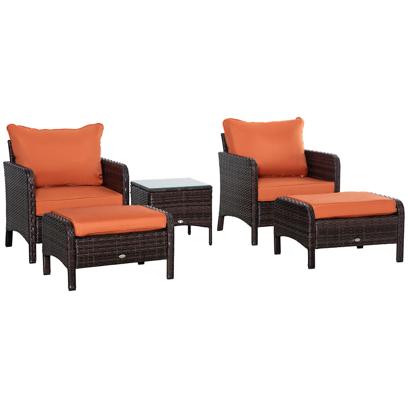 Outsunny 5 Pieces Outdoor Patio Furniture Set Wicker Conversation Set Brown