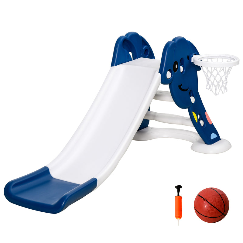 HOMCOM Kids Slide with Basketball Hoop Toddler Climber Freestanding Slider
