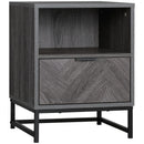 HOMCOM Bedside Table, Sofa Side Table W/ Drawer and Shelf Living Room, Bedroom