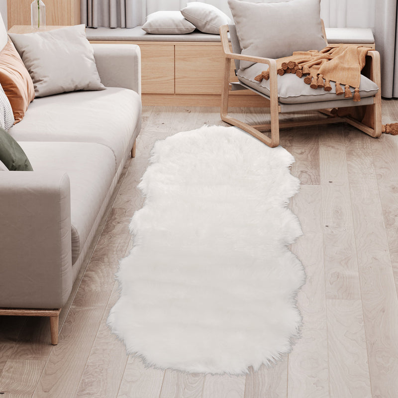 HOMCOM Faux Fur Fluffy Rug, Shaggy Area Rugs for Living Room Bedroom, 60x180 cm