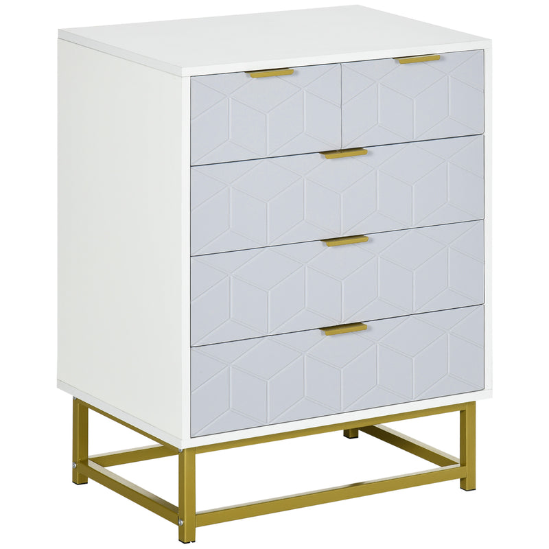 HOMCOM Accent Chest of Drawers, 5-Drawer Storage Organizer Unit for Bedroom