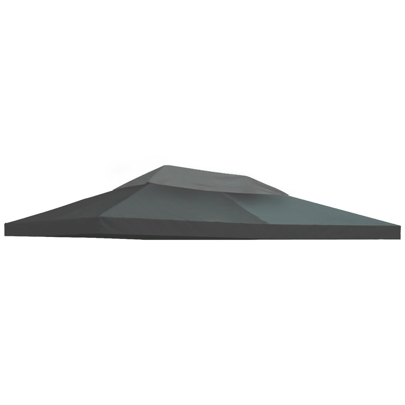 Outsunny 3x4m Gazebo Replacement Roof Canopy 2 Tier Top UV Cover Charcoal Grey