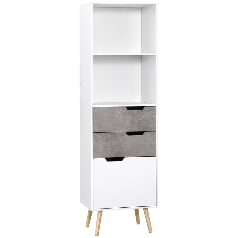 HOMCOM Sideboard Storage Cabinet, Slim Accent Cupboard with Drawers Light Grey