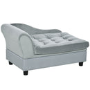 PawHut Pet Sofa Dog Chair Cat Couch w/ Storage, Cushion - Light Grey