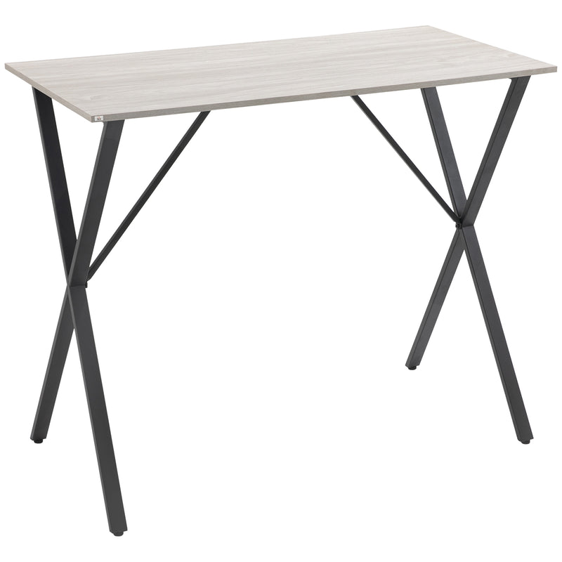 HOMCOM 120 cm Rectangular Breakfast Bar Table for 4 People, Steel Legs, White