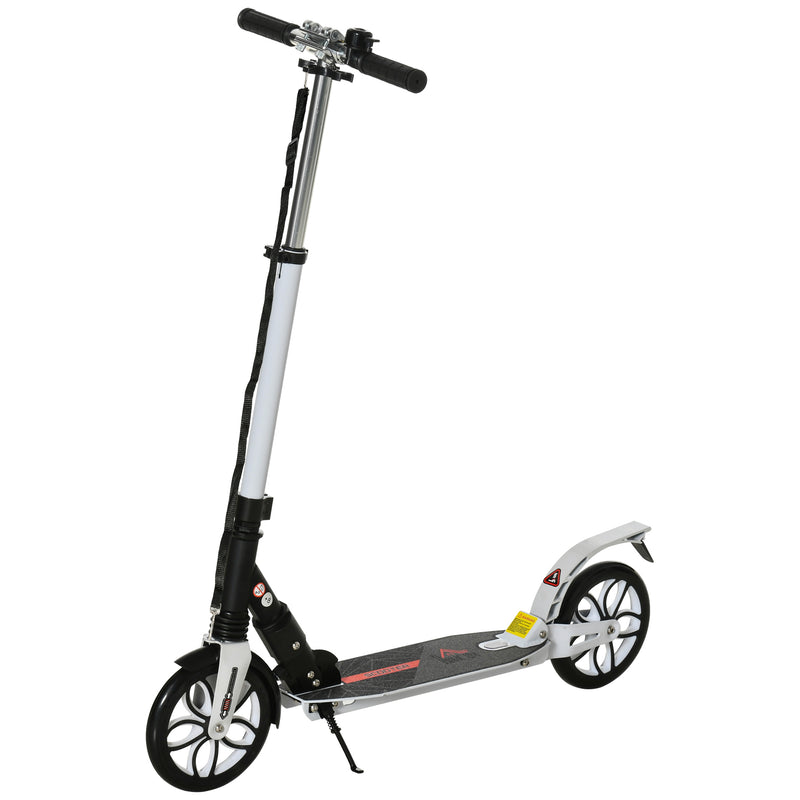 HOMCOM Folding Kick Scooter Hight-Adjustable w/ Rear Brake & Double Shock White
