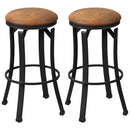 HOMCOM Bar Stools Set of 2 Microfiber Cloth Bar Chairs W/ Steel Legs Brown