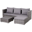Outsunny Rattan Garden Sofa Set Storage Table Wicker Patio Lounger 4-Seater Grey