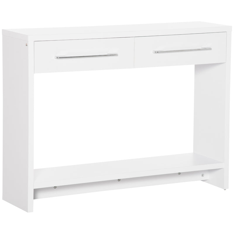 HOMCOM Console Tables, Hallway Table w/ Drawers and Shelf for Living Room,White