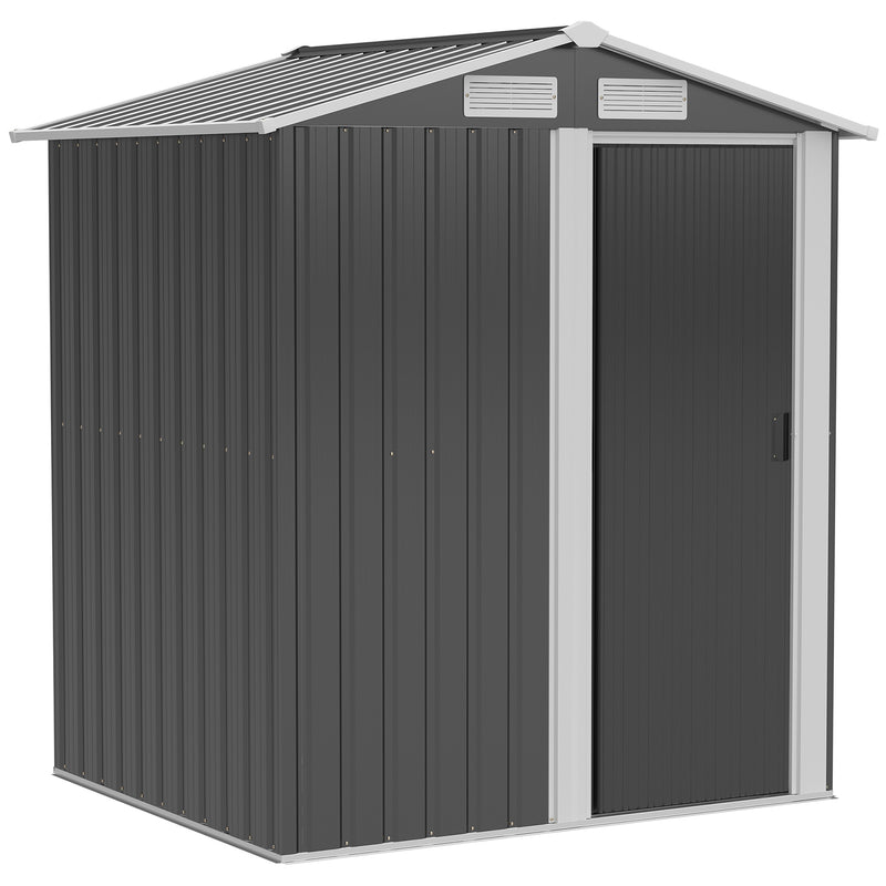 Outsunny Metal Storage Shed with Sliding Door 5ft x 4.3ft - Grey