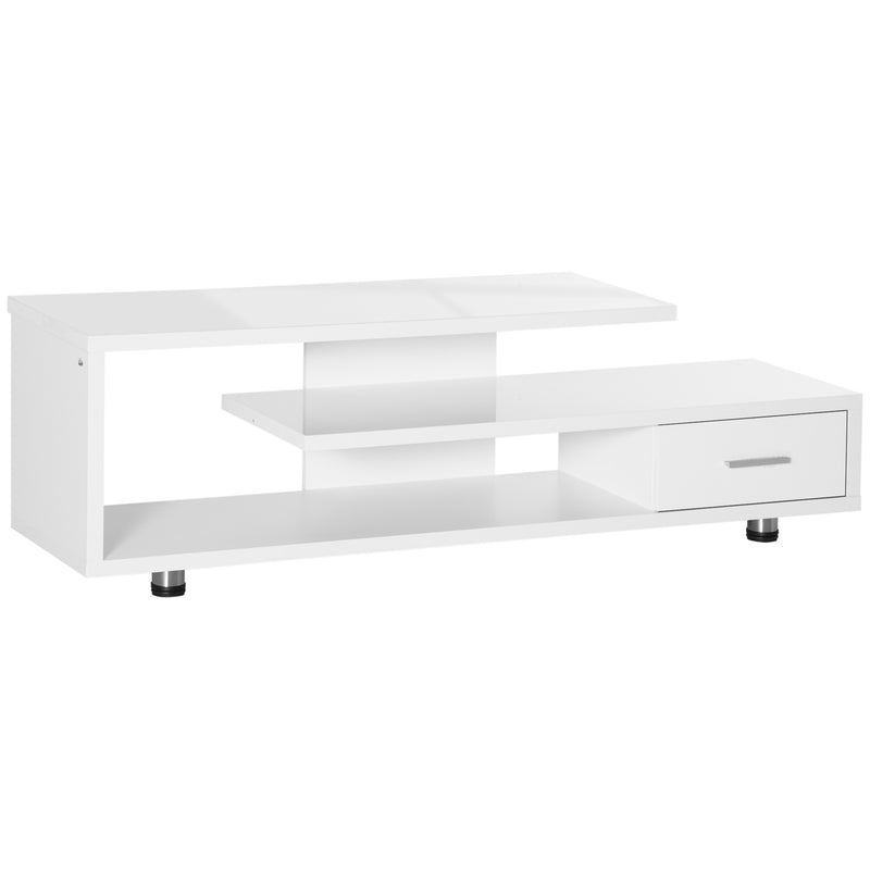 HOMCOM TV Stand for TVs up to 45" TV Cabinet W/ Storage Drawer High Gloss White