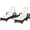 Outsunny Rattan Lounger Set with Side Table - Brown