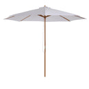Outsunny 3m Fir Wooden Garden Parasol Sun Shade Outdoor Umbrella Canopy Cream