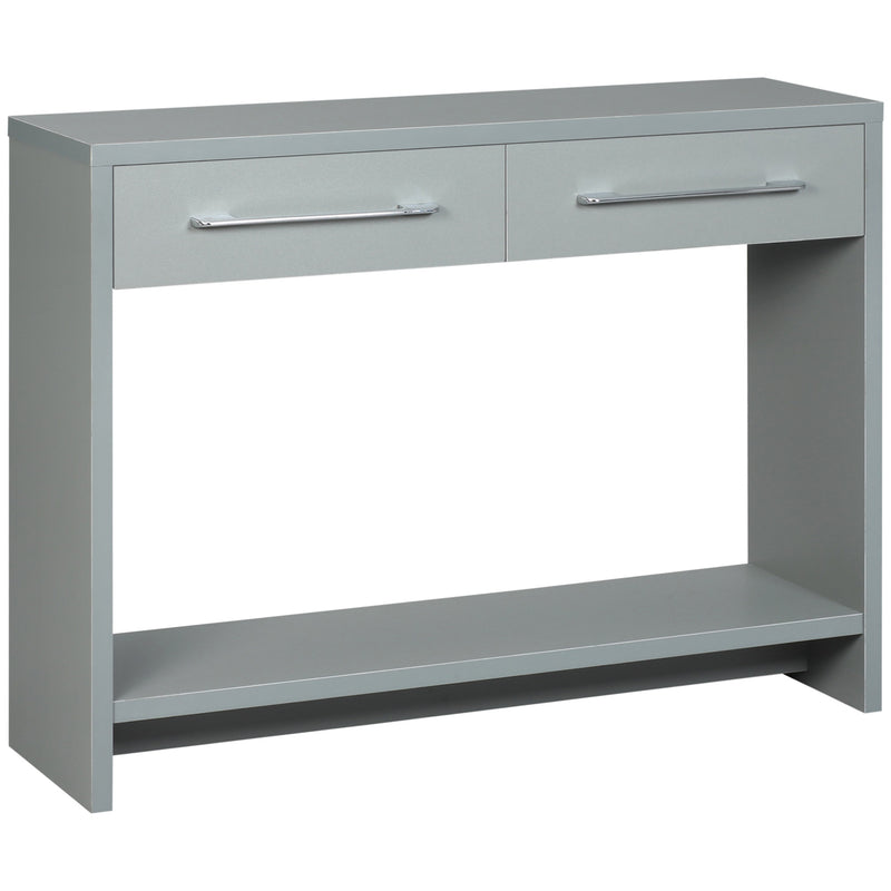 HOMCOM Console Tables, Hallway Table w/ Drawers and Shelf for Living Room,Grey
