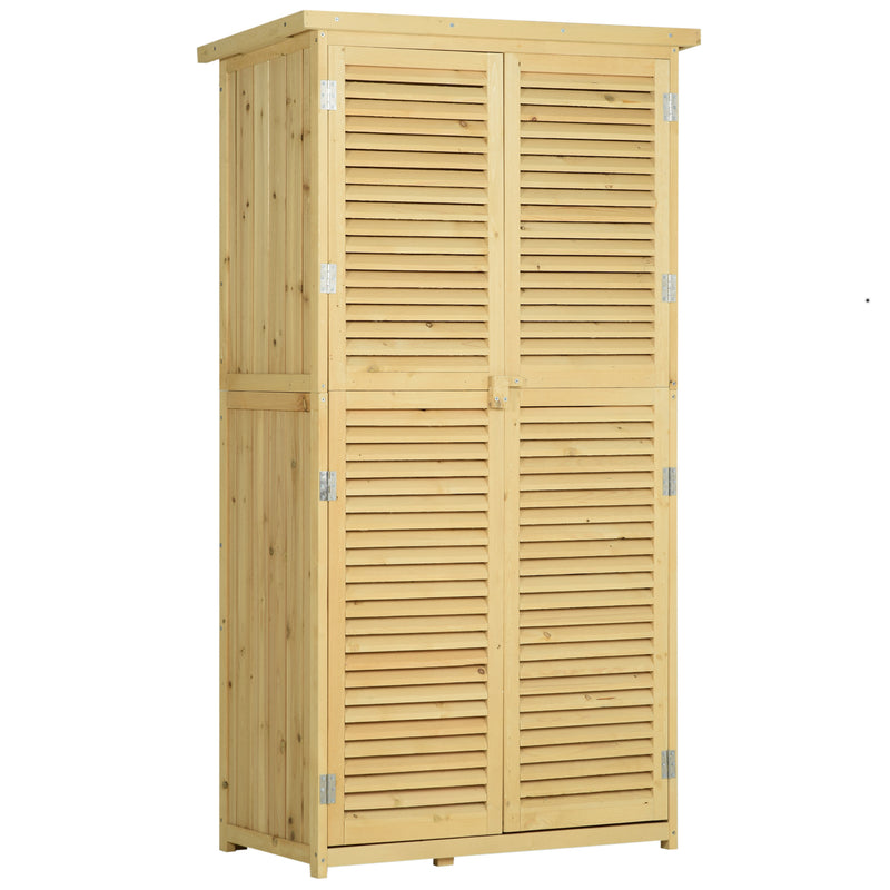 Outsunny 87 x 47 x 160cm Wooden Garden Storage Shed w/ Asphalt Roof, Natural