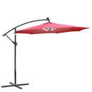 Outsunny 3(m) LED Patio Banana Umbrella Cantilever Parasol w/ Crank, Red