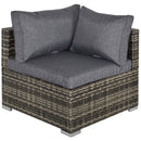 Outsunny Rattan Corner Sofa Garden Rattan Furniture Single Sofa Chair Dark Grey