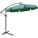 Outsunny 2.7m Garden Cantilever Banana Parasol Sun Shade w/ Crank, Green