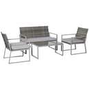 Outsunny 4PCS Outdoor Patio PE Rattan Wicker Sofa Chaise Lounge Furniture Set