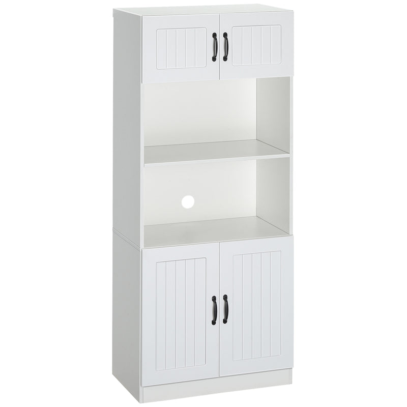 HOMCOM Kitchen Storage Cabinet, Cupborad with 5-tier Shelving 4 Doors, White