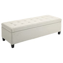 HOMCOM Linen Storage Ottoman Bench Padded w/ Tufting Hinged Lid Wood Frame Beige