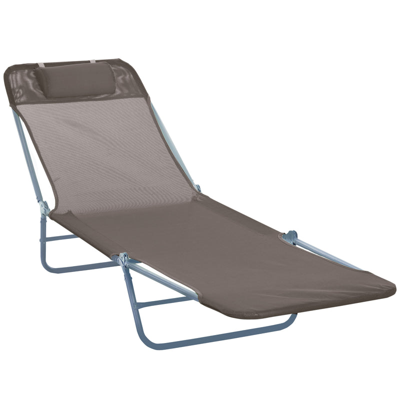 Outsunny Adjustable Sun Bed Lounger - Coffee Brown