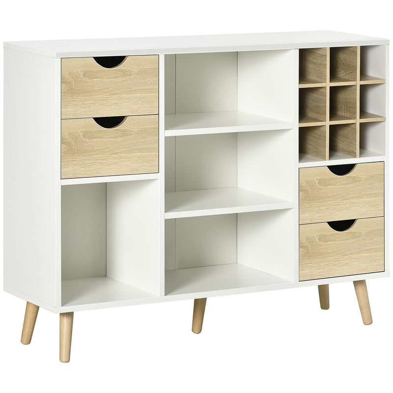 HOMCOM Kitchen Sideboard Storage Cabinet with Removable Wine Holder, Natural