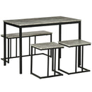 HOMCOM Dining Table Set, Concrete Effect  Table and Chairs for 4 People, Grey