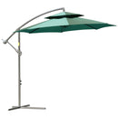 Outsunny 2.7m Cantilever Banana Parasol Outdoor Sun Shade w/ Crank, Green