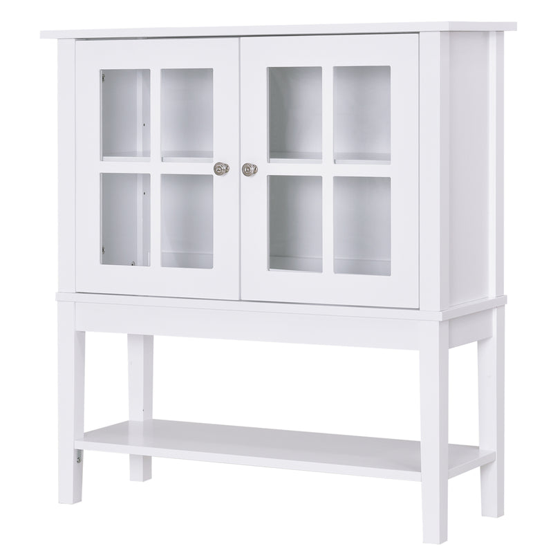 HOMCOM Modern Kitchen Sideboard Storage Cabinet w/ Adjustable Shelf – White