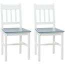 HOMCOM Dining Chairs Set of 2, Pine Wood Frame, Slat Back for Kitchen White
