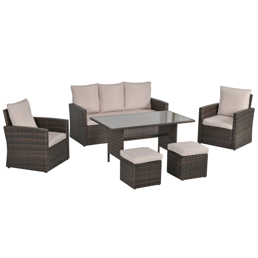 Outsunny Rattan Sofa Sets with Footstool Brown