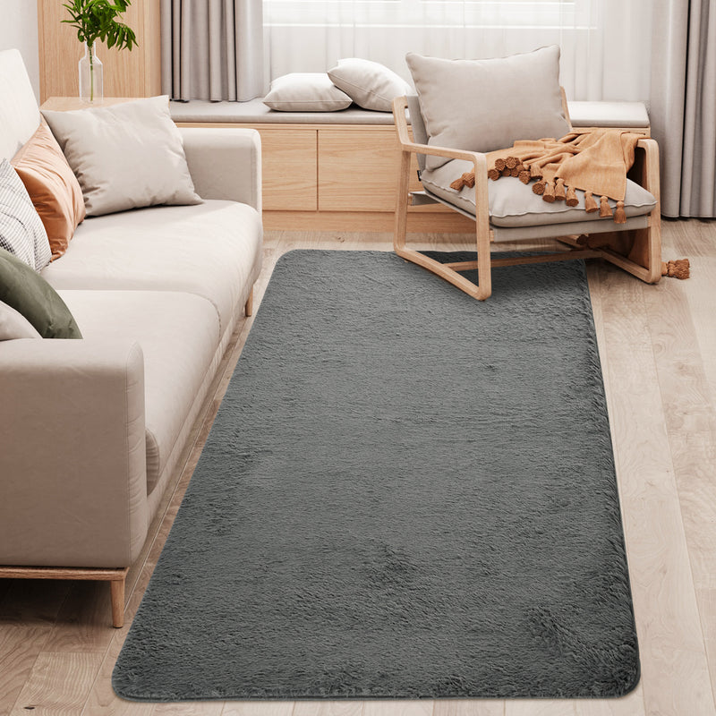 HOMCOM Grey Fluffy Area Rug Shaggy Carpet for Living Room, Bedroom, 120x200cm