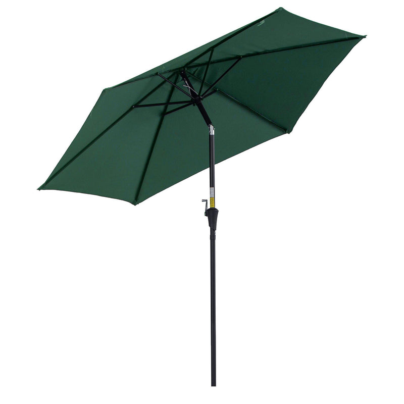 Outsunny Patio Umbrella Parasol Sun Shade Garden Aluminium Green 2.7M