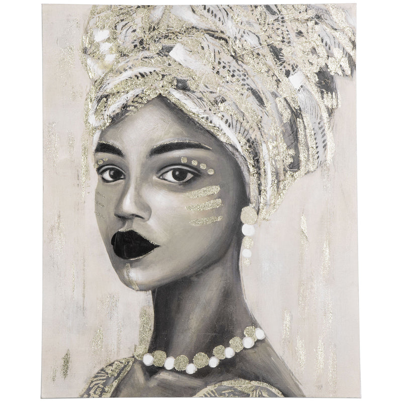 HOMCOM Hand-Painted Wall Art, Canvas Wall Painting African Woman, 100 x 80cm