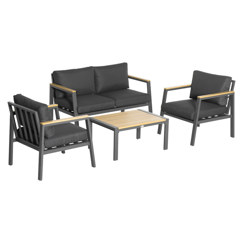 Outsunny Garden Sofa Set 4 Piece with Cushions - Grey