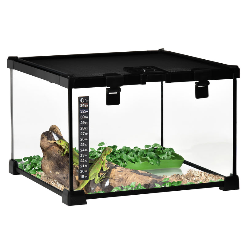 PawHut Glass Reptile Terrarium Habitats for Lizards, Frogs, Snake 30 x 30 x 20cm