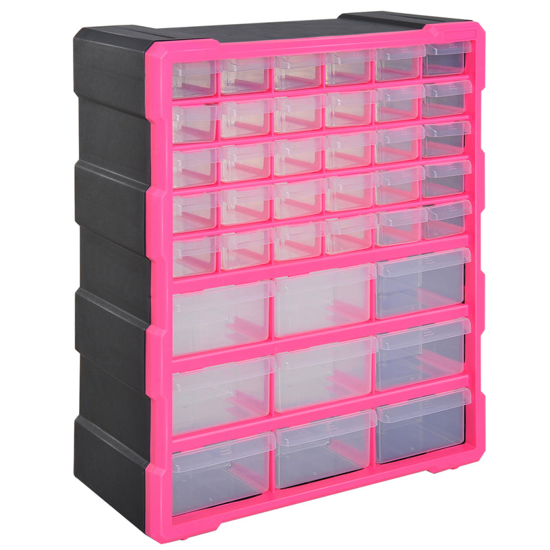 DURHAND 39 Drawers Parts Organiser Wall Mount Tools Storage Cabinet Clear