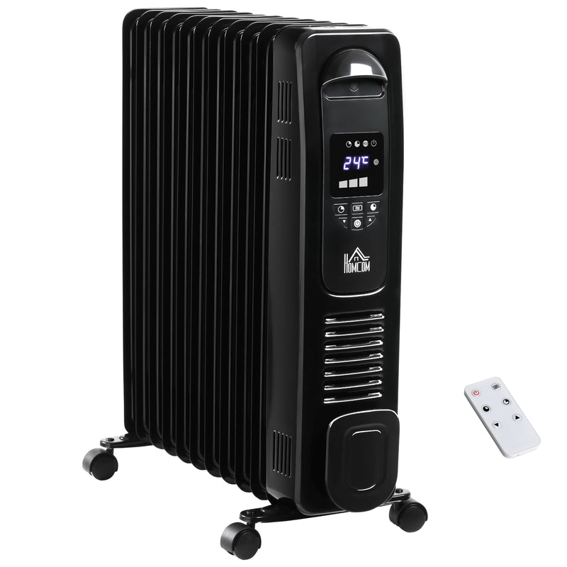 HOMCOM 2720W Oil Filled Portable Radiator Heater w/ Remote Control - Black