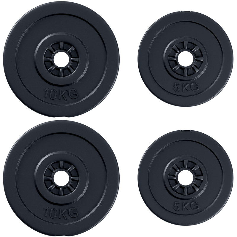 HOMCOM 4 Piece Dumbell Barbell Plate Set 2 x 5kg and 2 x 10kg for Home Gym